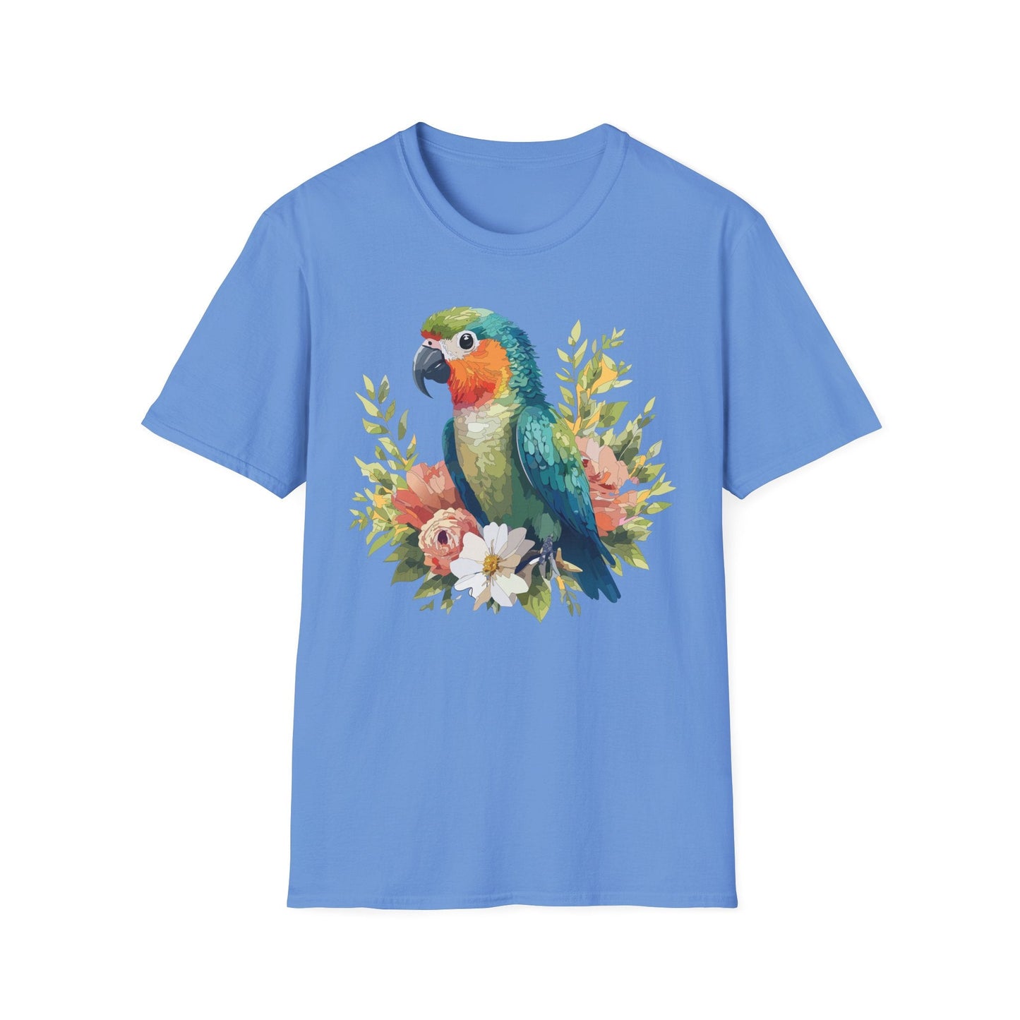 Floral Bird T Shirt Unisex Softstyle Gildan 64000 Cotton Tee for Everyday Comfort