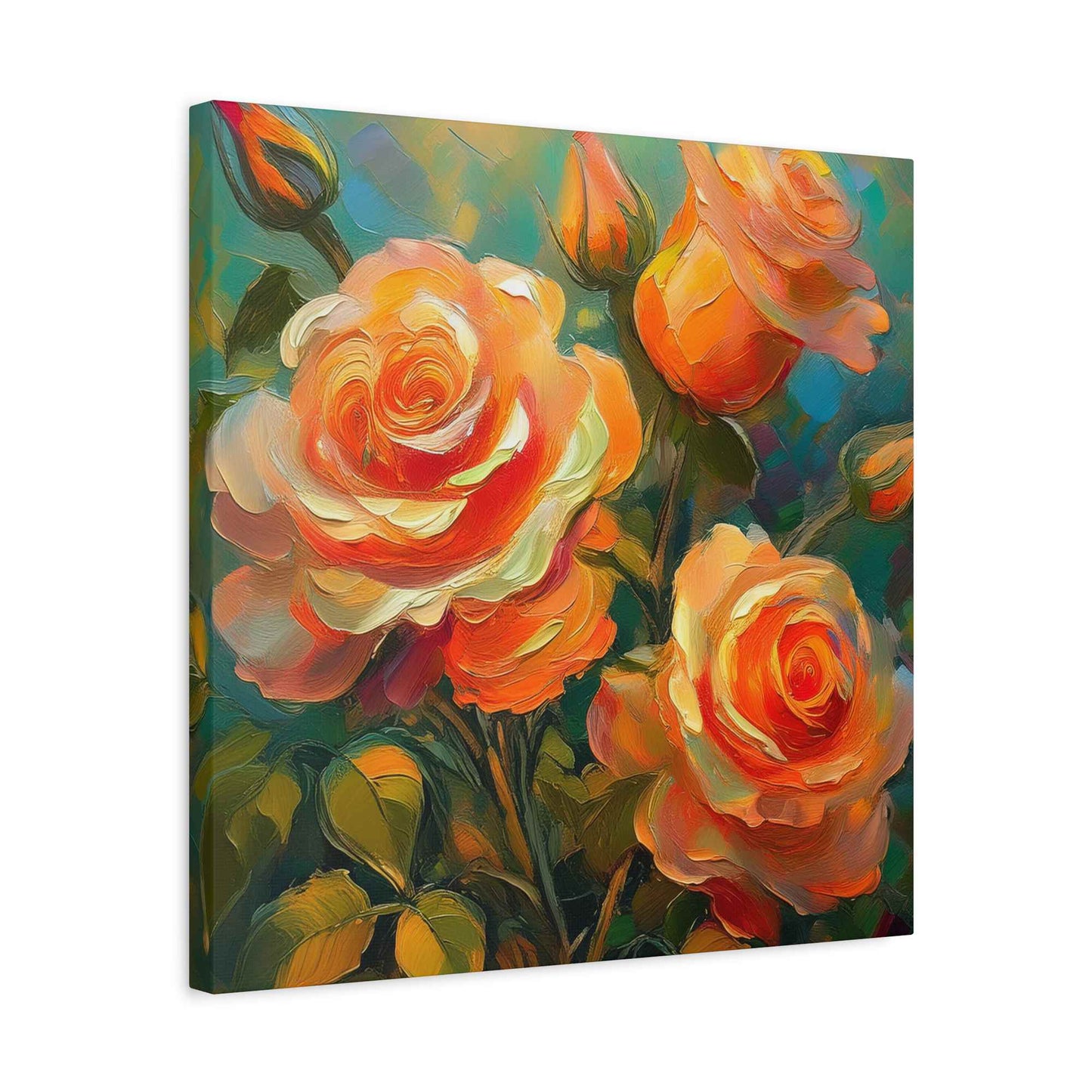 Orange Roses Print Canvas, Roses Oil Paint Print 20x20, 24x24, 30x30, 32x32, 36x36, Floral Art Design Print Non-Frame MC-16