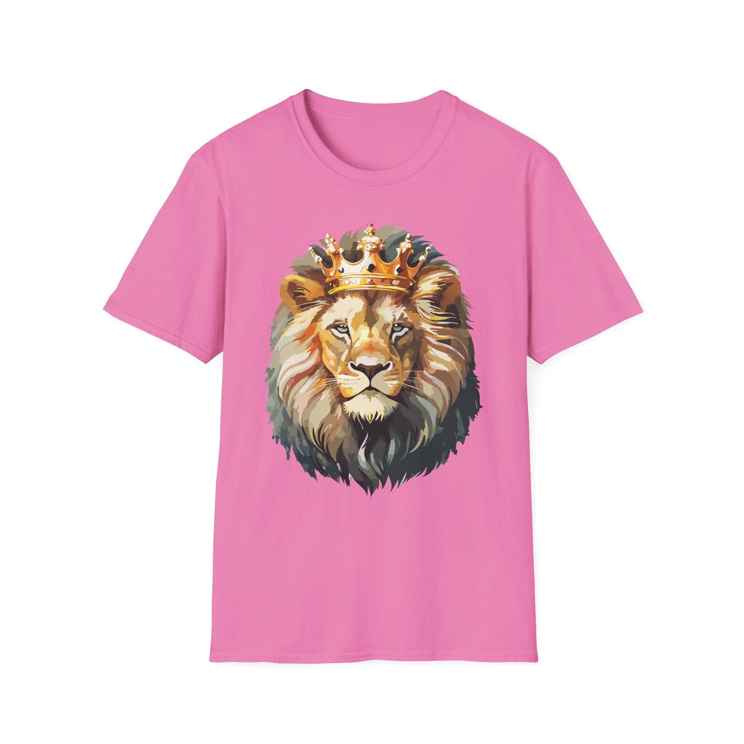 Unisex Lion Print T Shirt Softstyle 64000 One Hundred Percent Ring Spun Cotton