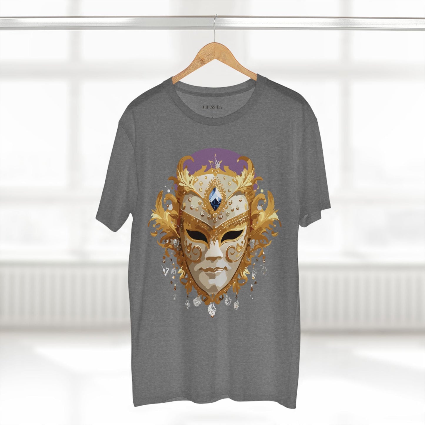 Carnival Mask Graphic T-Shirt Unisex 100 Cotton With Antique Gold Art Design Tee 18
