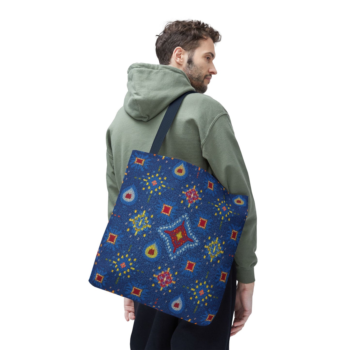 Diwali Graphic Denim Fabric Imitation Print Unisex Canvas Bag Poly Spun 3 Sizes Tote Bag 205-15