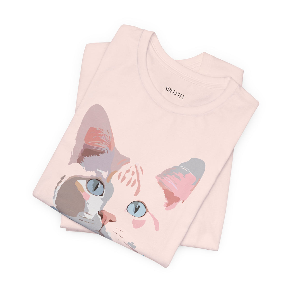 Cat Graphic Unisex Cotton Bella+Canvas Tee with Art Animal Design d04