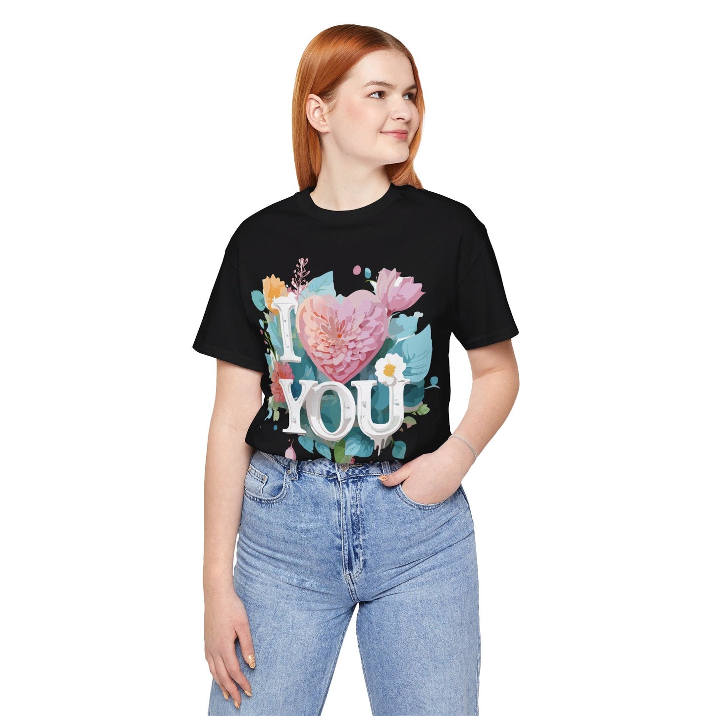 Valentine Day Graphic Unisex 100 Cotton Vintage Artwork with Love and Flower Design Tee 9