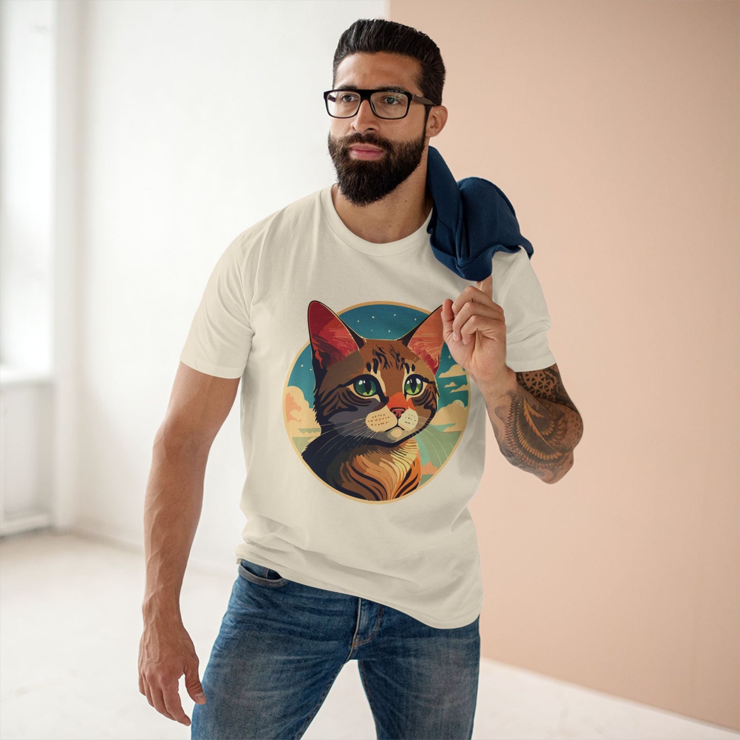 Animals Shirt Cat Design Unisex Premium Cotton Tee With Original Art From Retro2Nova Collection Exclusive Edition