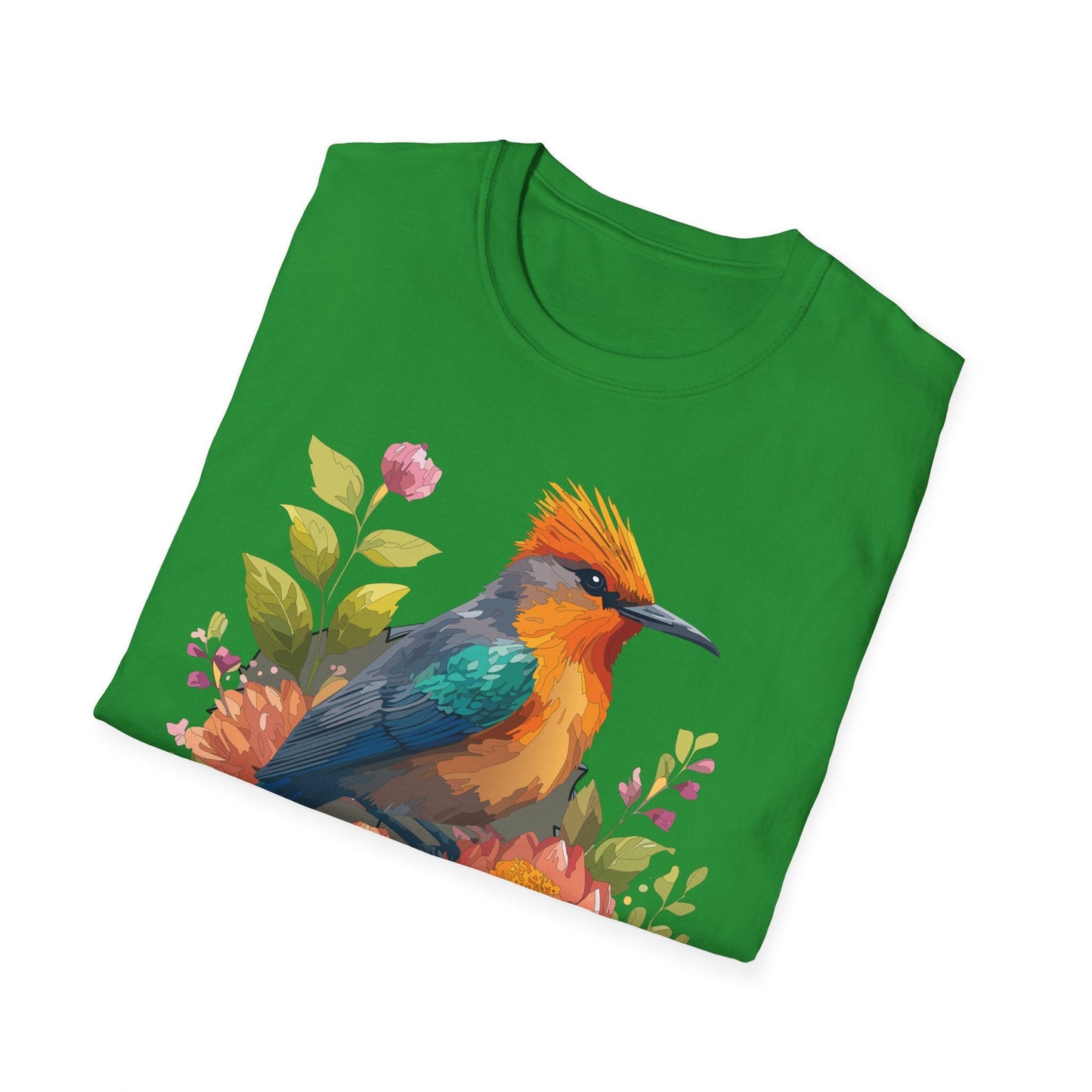 Floral Bird T Shirt For Unisex Wear Gildan Softstyle 64000 100 Percent Cotton Tee