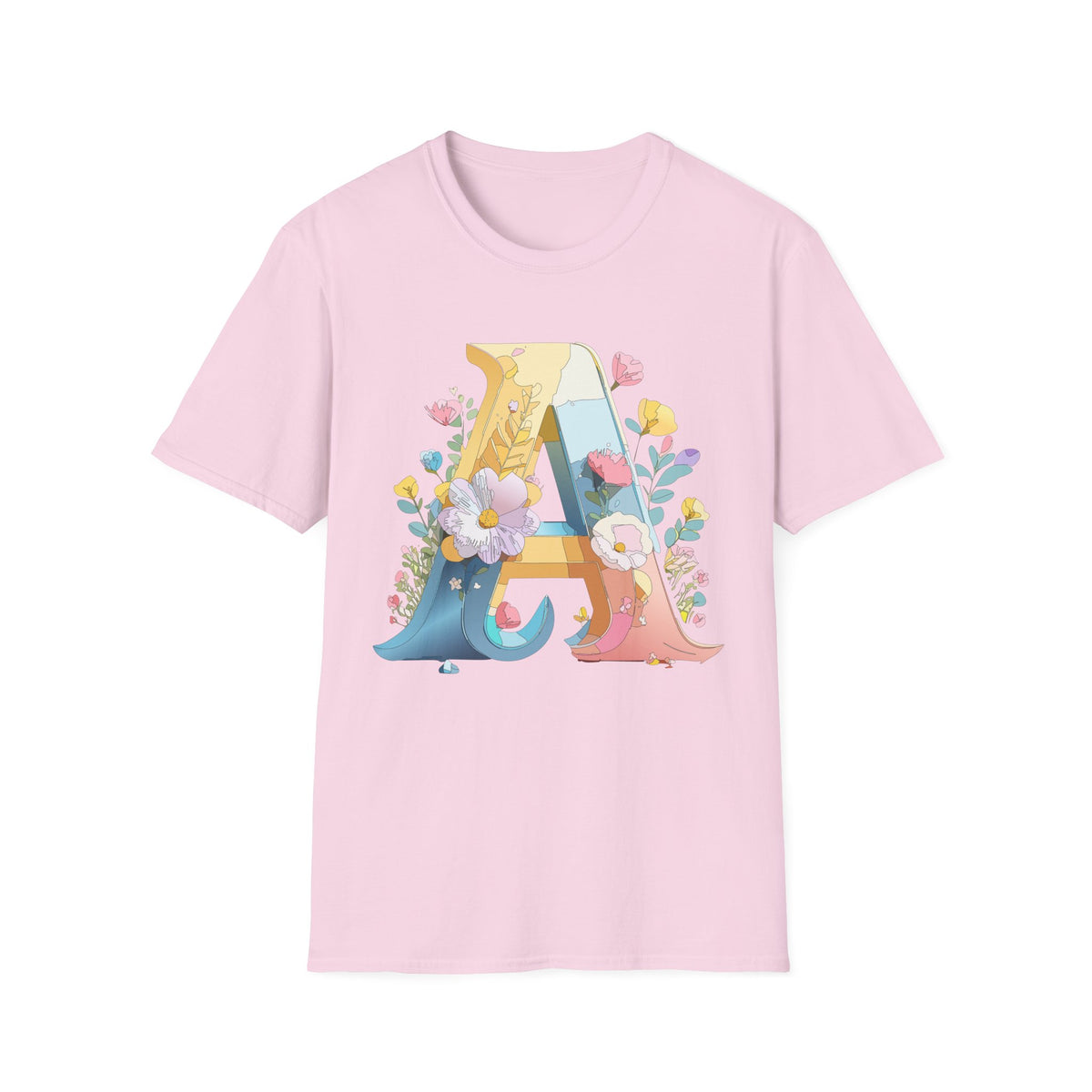 Floral Letter A T-Shirt | Monogram Initial Tee with Flowers