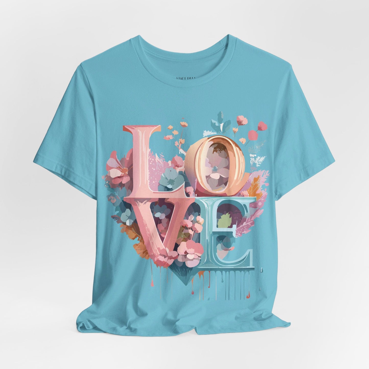 Valentine Day Graphic Unisex 100 Cotton Vintage Artwork with Love and Flower Design Tee 53