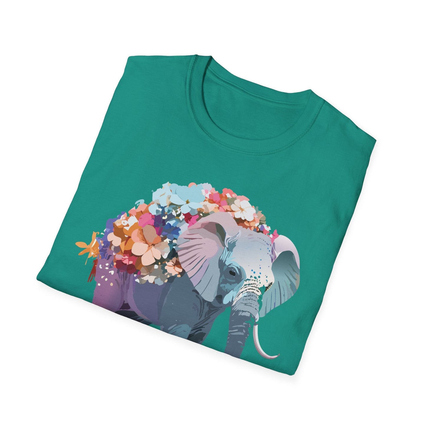 Elephant T Shirt Unisex Softstyle Tee 100 Percent Ring Spun Cotton Animal Design