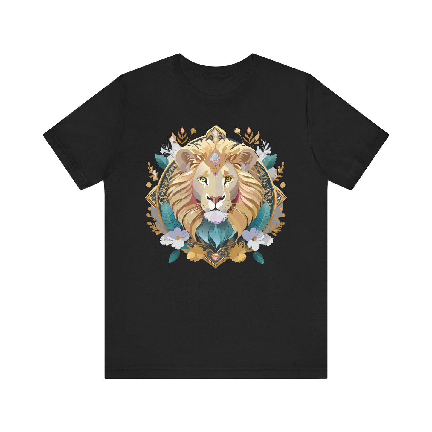 Unisex Lion Graphic Tee, Animal Shirt, Tee Shirt with Lion, Medallion T-Shirt, Animal Medallion Tees 2