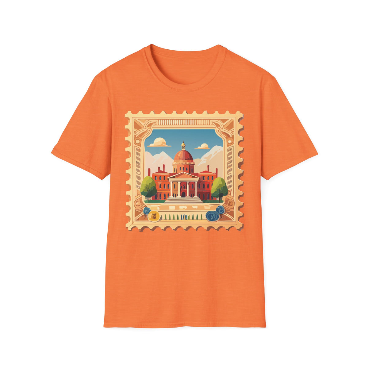 Vintage Postage Stamp Capitol Illustration T-Shirt | Architectural Travel Graphic Tee Unisex 100 Cotton Gildan T-Shirt