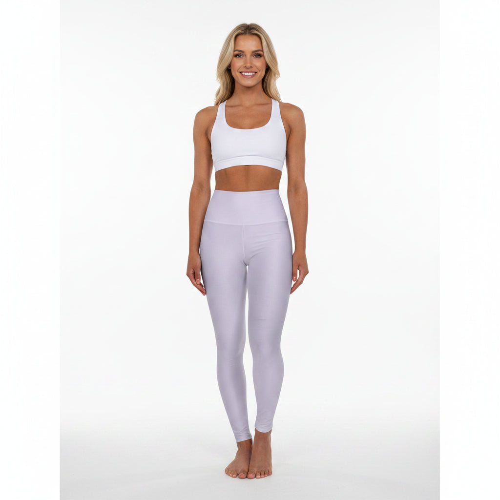 Fog Lilac Color High-Waist Yoga Leggings Women's Seamless Poly-Span Stretchy Pants XS-2XL