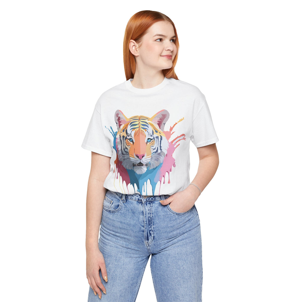 Tiger Graphic Unisex Cotton Bella+Canvas Tee with Art Animal Design e56