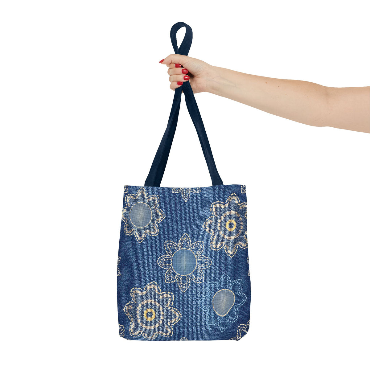 Denim Fabric Imitation Print Unisex Canvas Bag Poly Spun 3 Sizes Tote Bag 121