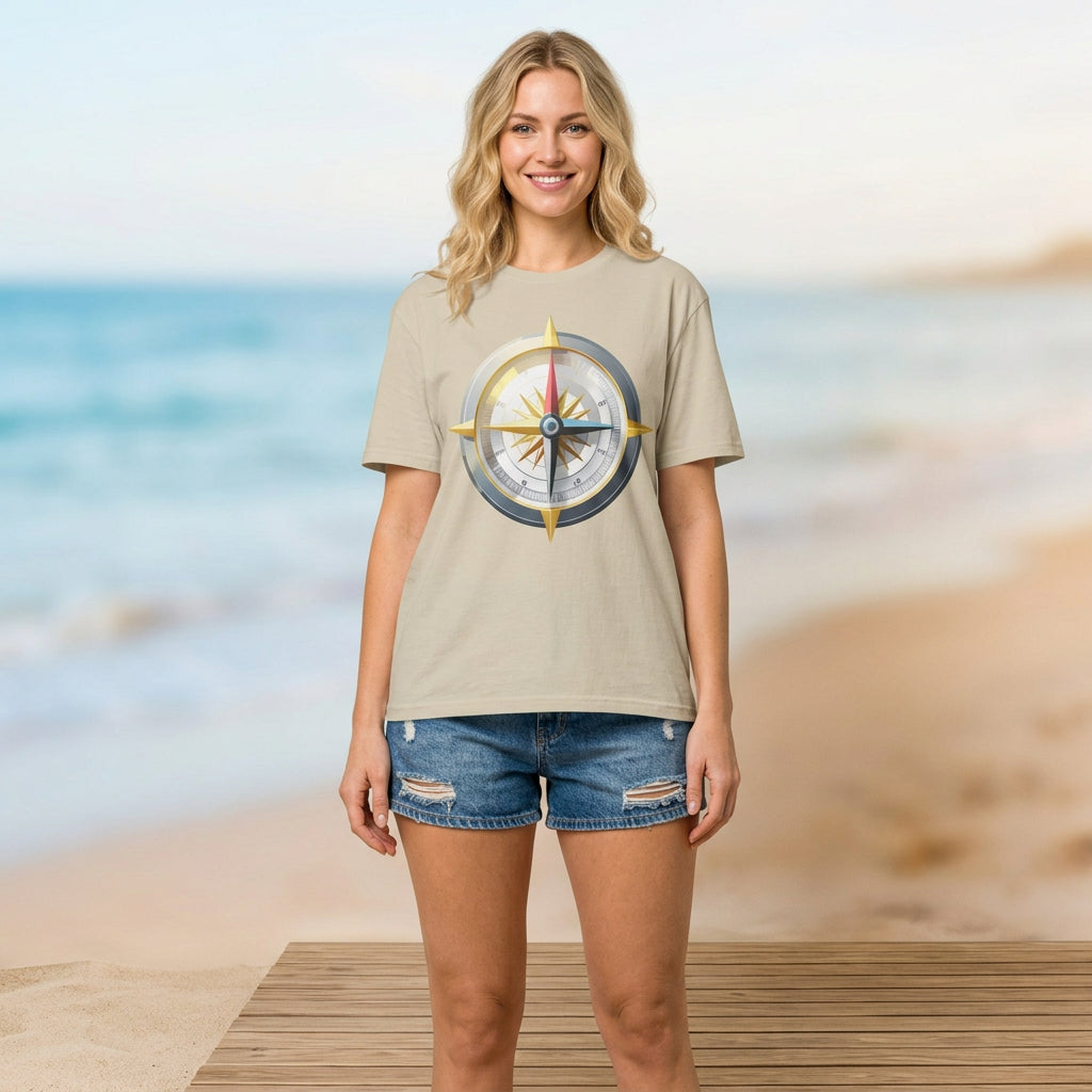 Nautical Compass Graphic T-Shirt | Adventure Graphic Design Unisex 100 Cotton Gildan T-Shirt