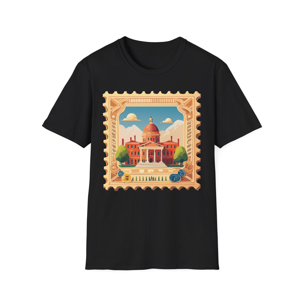 Vintage Postage Stamp Capitol Illustration T-Shirt | Architectural Travel Graphic Tee Unisex 100 Cotton Gildan T-Shirt