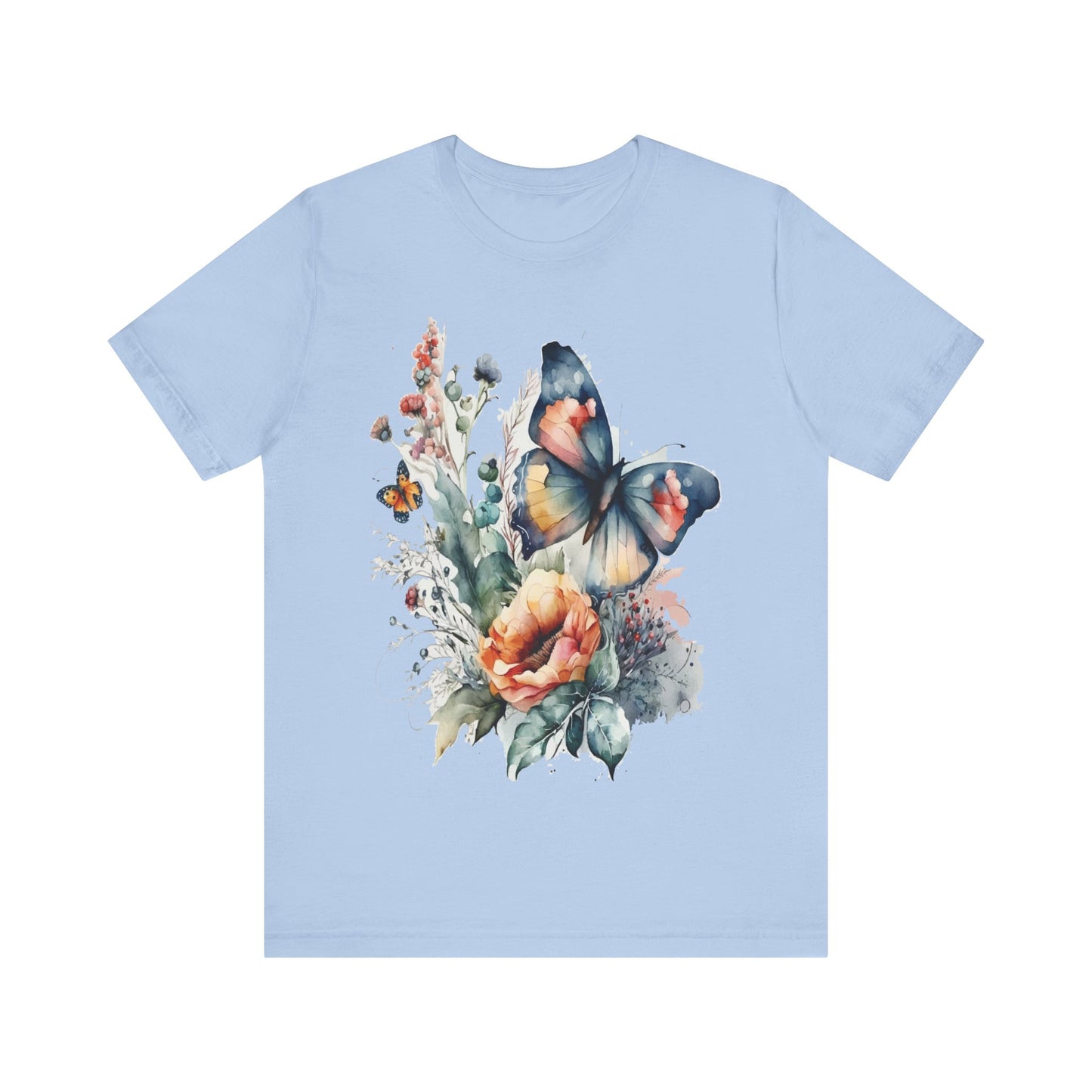 Cotton Tee Shirt with Butterfly Prints