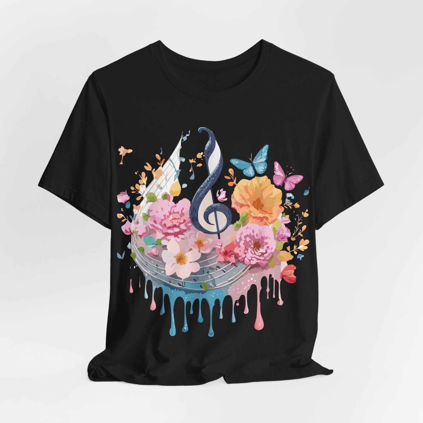 Music Graphic Unisex 100 Cotton Vintage Art with Musical Elements Tee 125