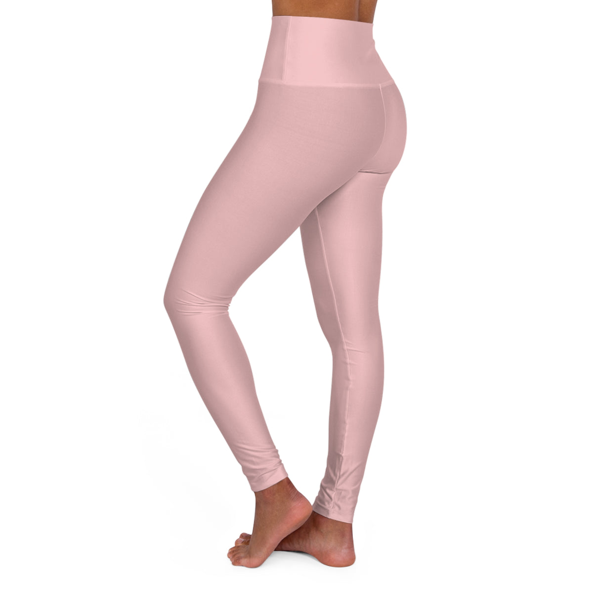 High-Waist Tea Rose Pink Yoga Leggings Women's Seamless Poly-Span Stretchy Light Pink Activewear