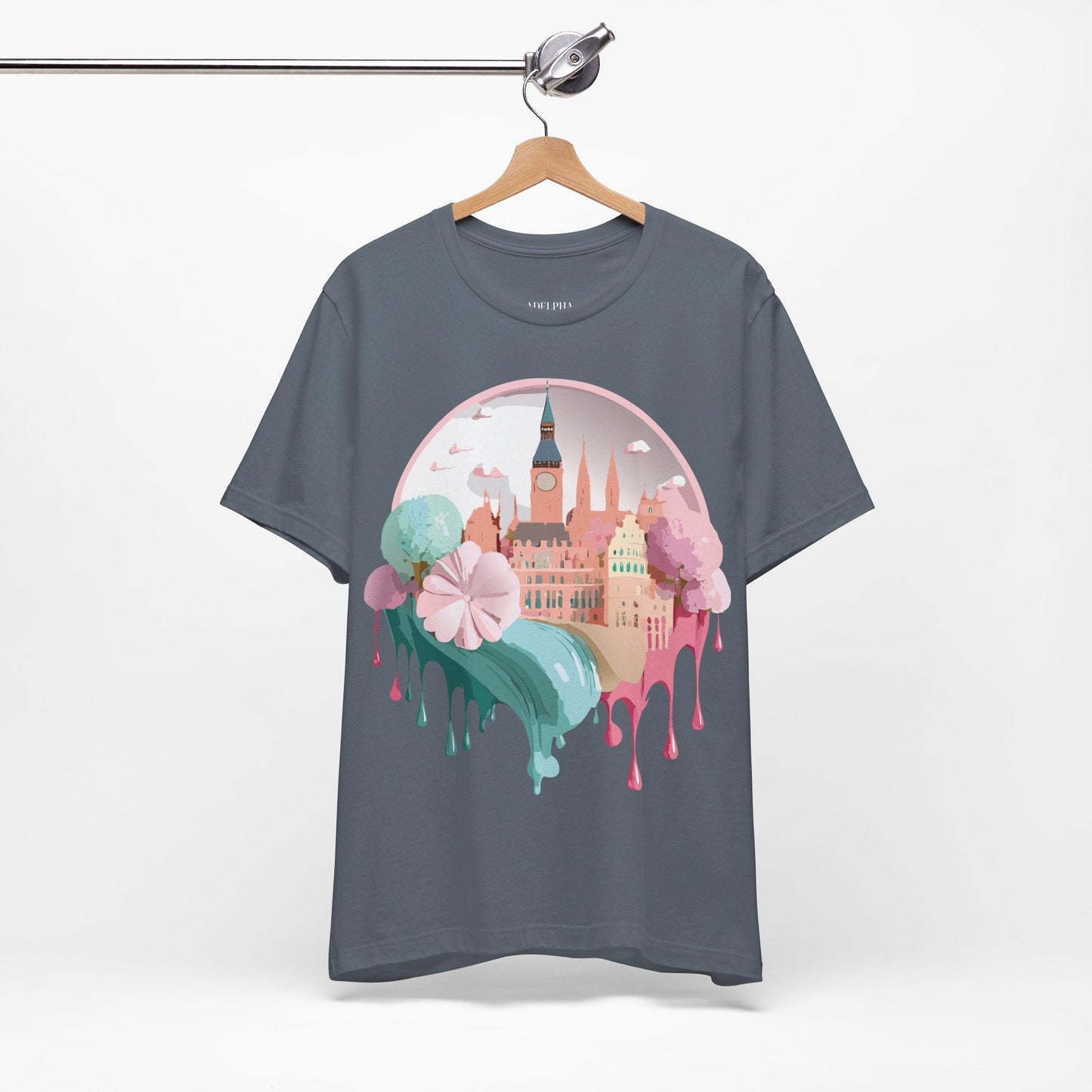 Prague Tourist Graphic Tee by Adelpha Unisex Vintage Style Short Sleeve Shirt Collection