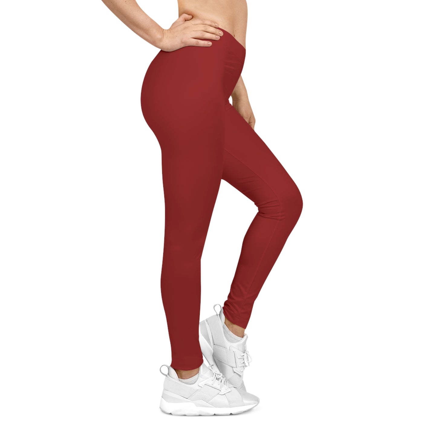Oxblood Red Color Women's Poly-Span Casual Leggings XS-2XL
