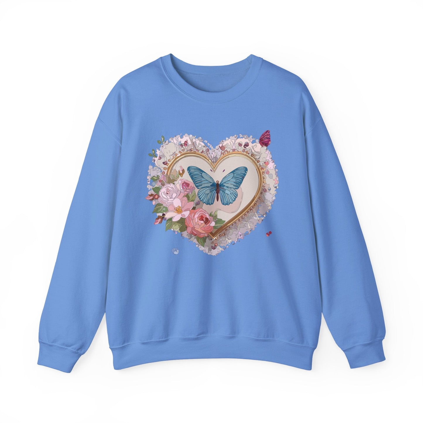 Floral Heart Unisex Crewneck Sweatshirt Valentines Floral Love Gildan 18000 Heavy Blend