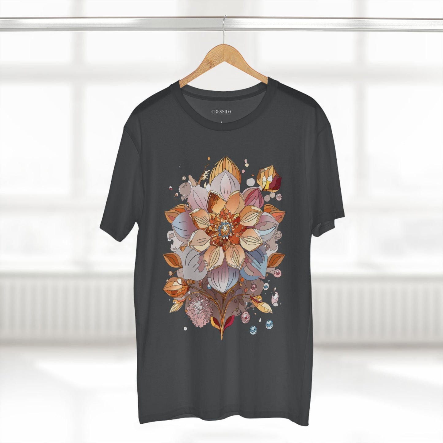 Floral Graphic T-Shirt Unisex 100 Cotton Art Design with Antique Flowers Tee 5