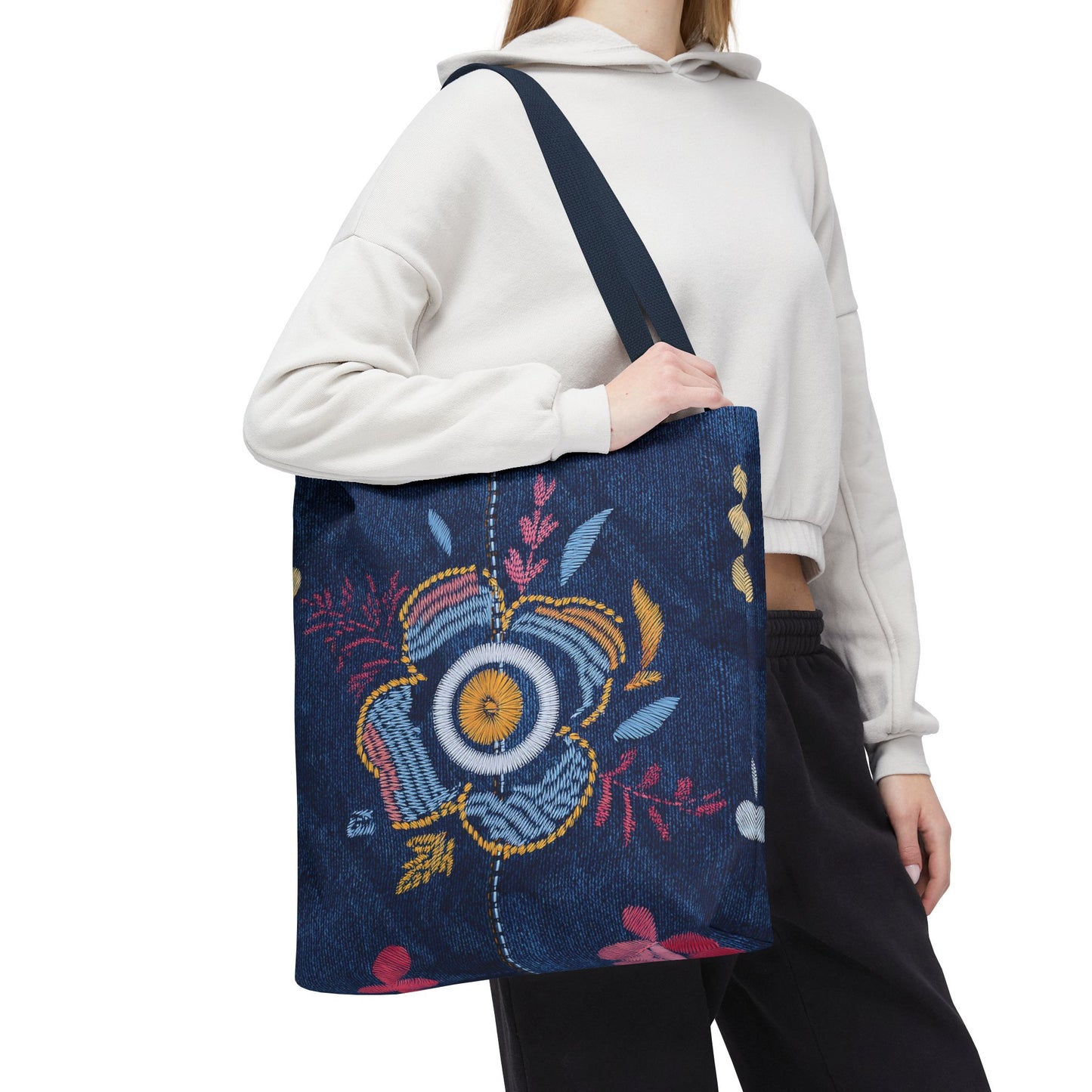 Denim Fabric Imitation Print Unisex Canvas Bag Poly Spun 3 Sizes Tote Bag 159-9