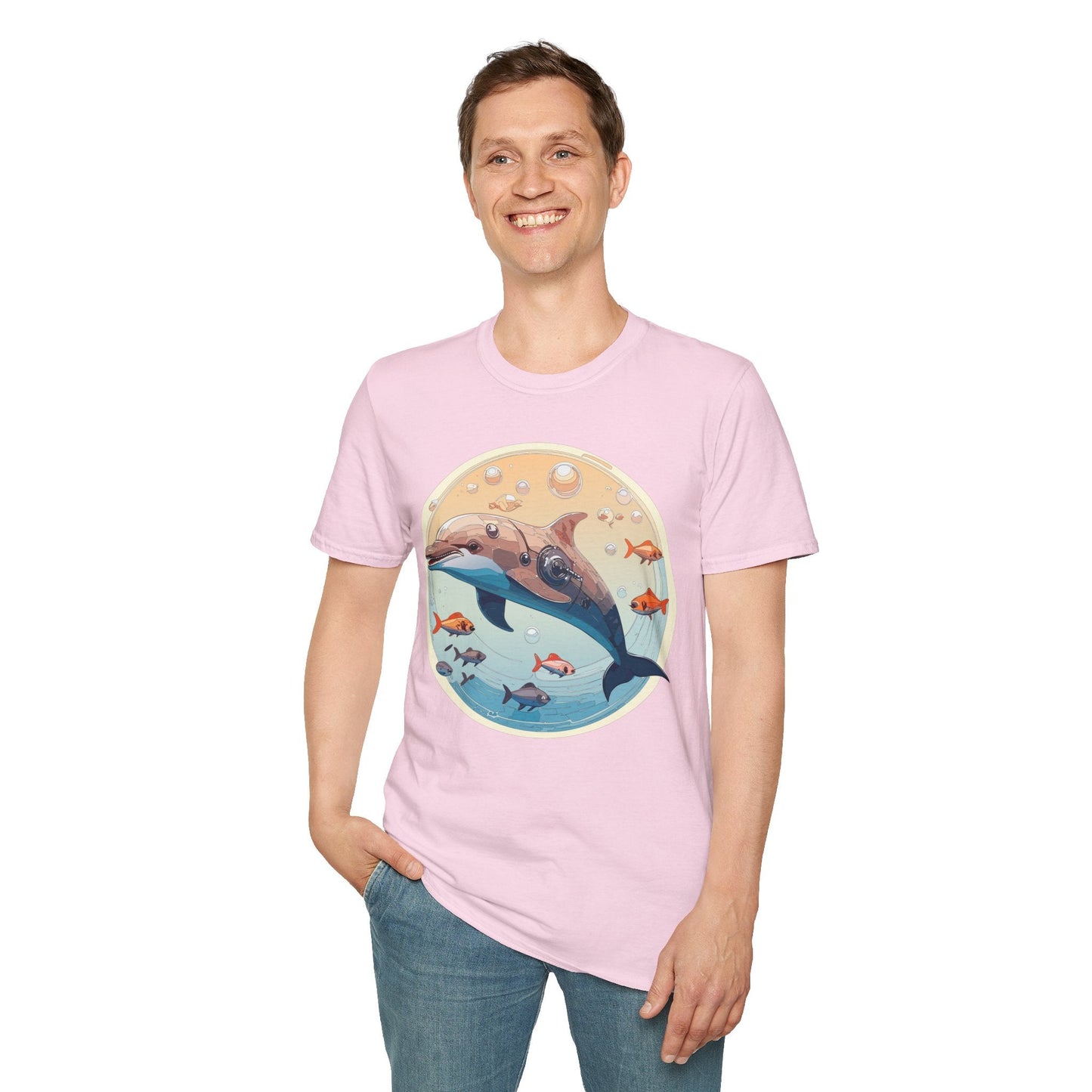 Dolphin Shirt Unisex Softstyle Tee 100 Percent Ring Spun Cotton Breathable Gildan 64000