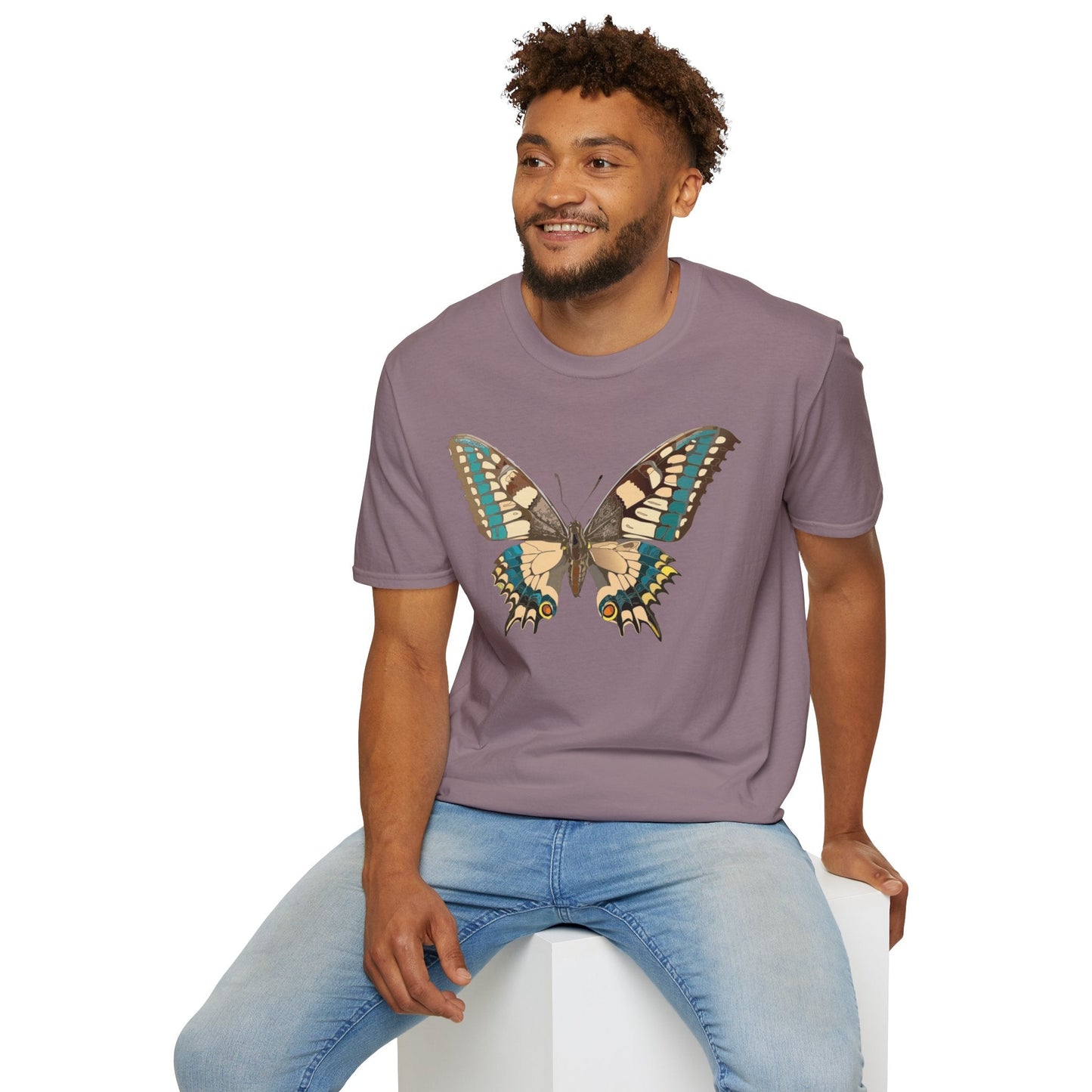 Unisex Butterfly T Shirt Softstyle 64000 Ring Spun Cotton Lightweight Tee Breathable Everyday Comfort