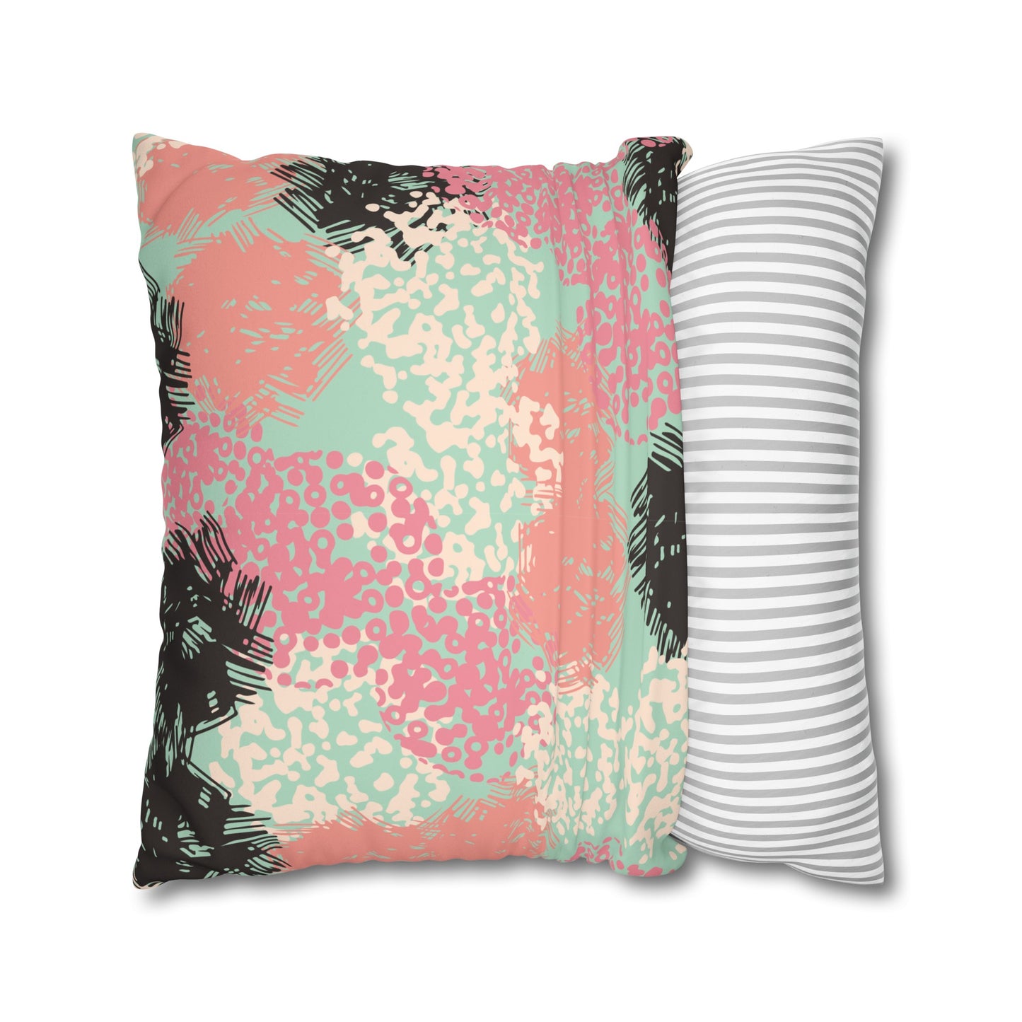 Faux Suede Pillowcase with Abstract print