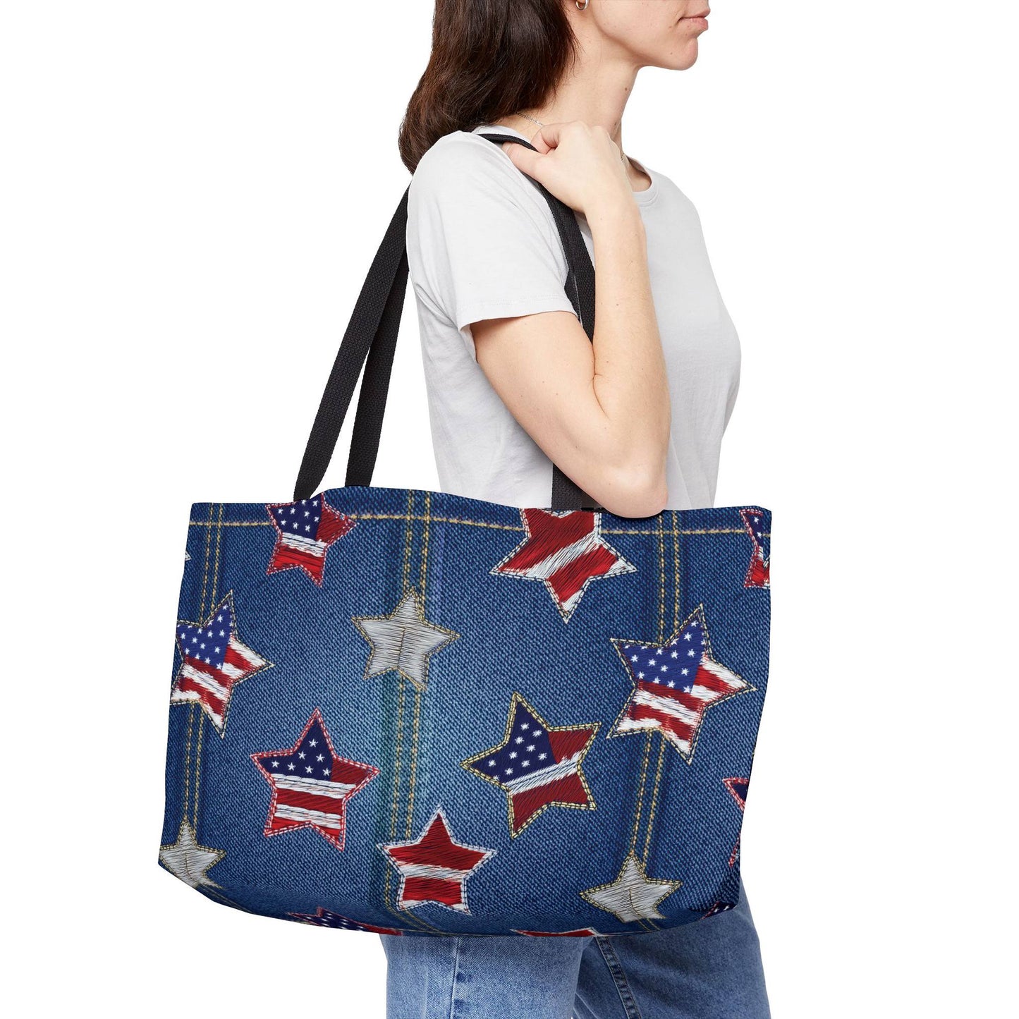 4th of July Denim Color Imitation Print Unisex  Yoga Bag  Spun Poly 24x13 Canvas Bag 62