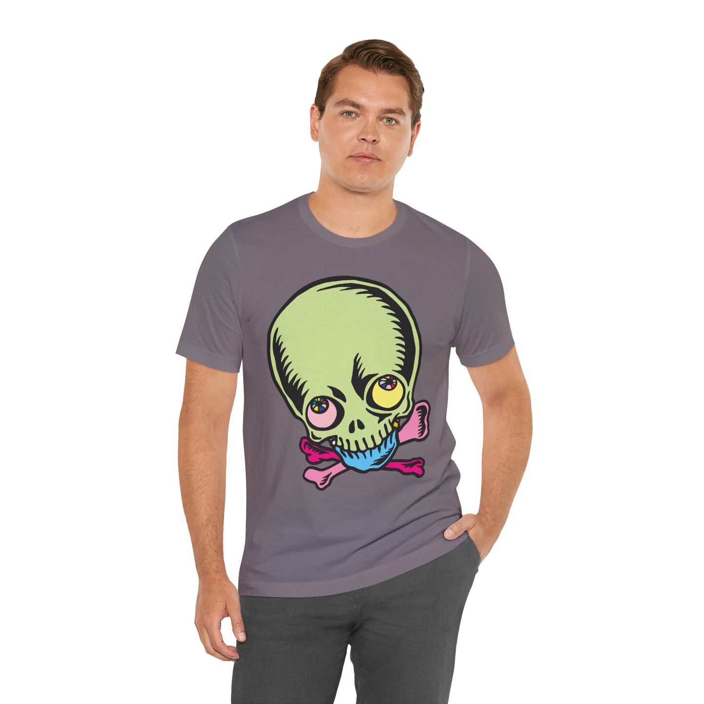 Lt Green Skull Graphic Design Tee, Skull Shirt, Vintage Tees, Art Design T-Shirt, Vintage Graphic Tee, Art Shirts with Skulls