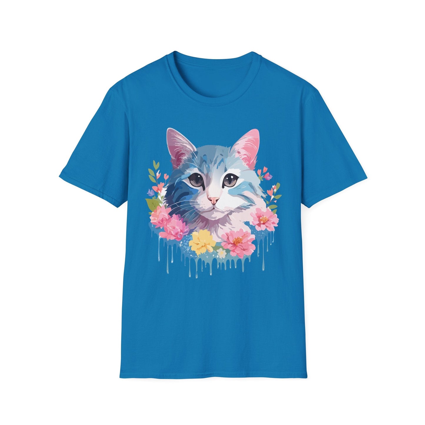Cat Shirt Unisex Cat Tee Kitten Print Gildan Softstyle 64000