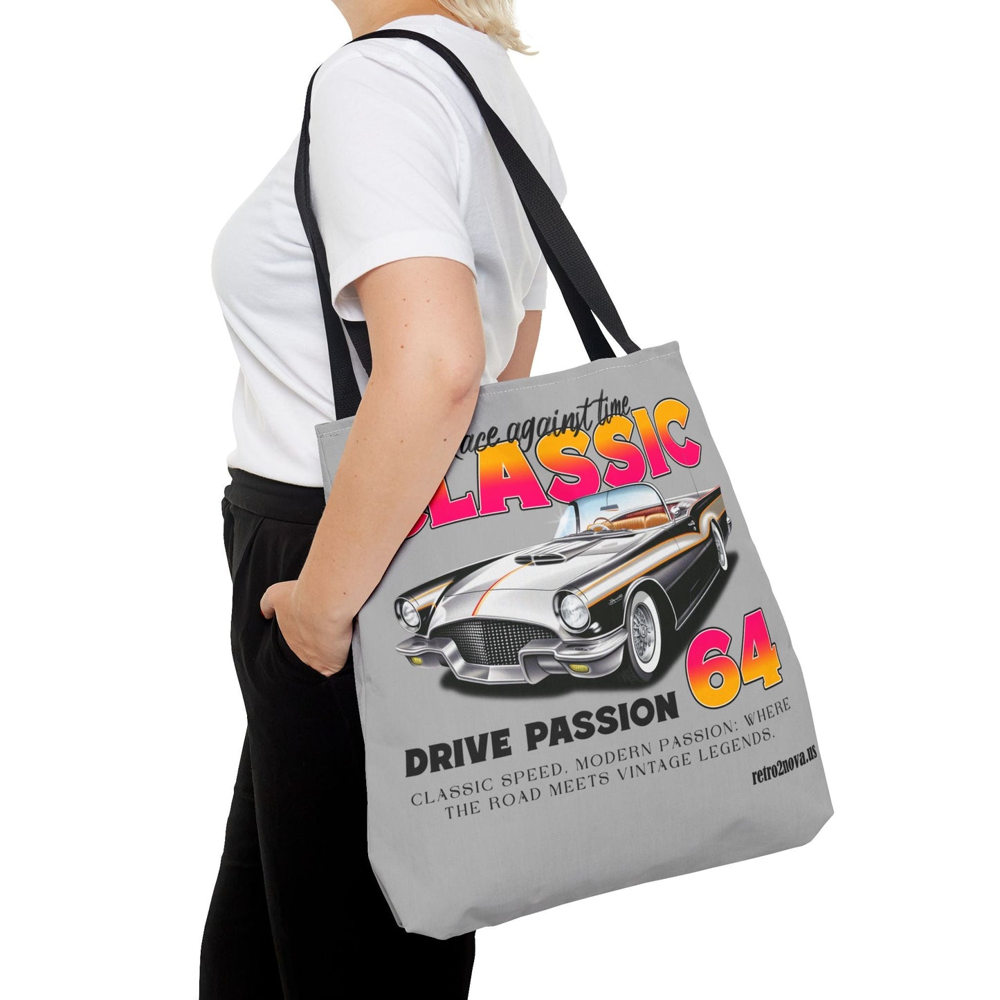 Retro2Nova Canvas Tote Bag Classic Vintage Car Durable Stylish Everyday Use Perfect For Work Travel