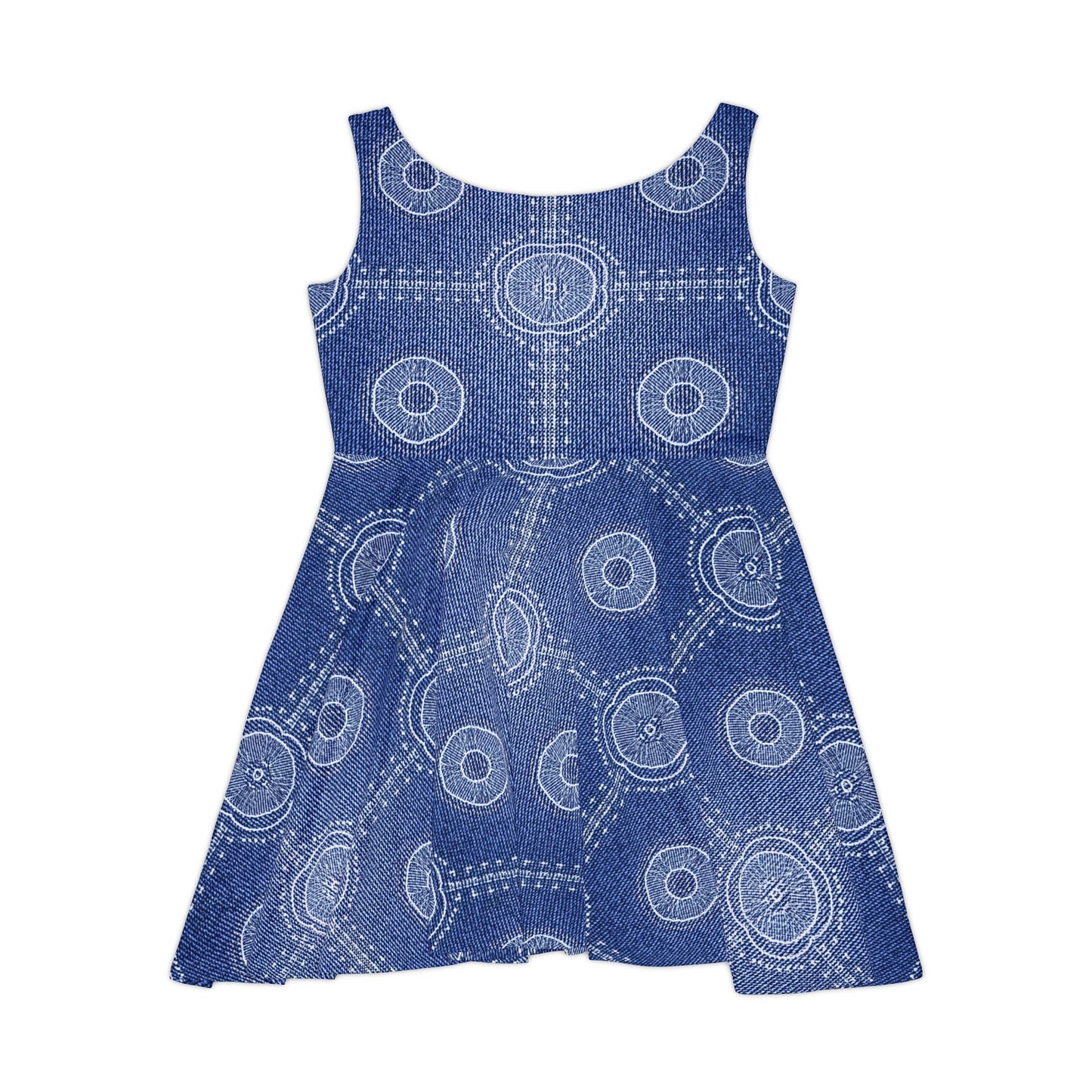 Women Denim Print Skater Dress, Denim Print Poly-Span Dress - 24