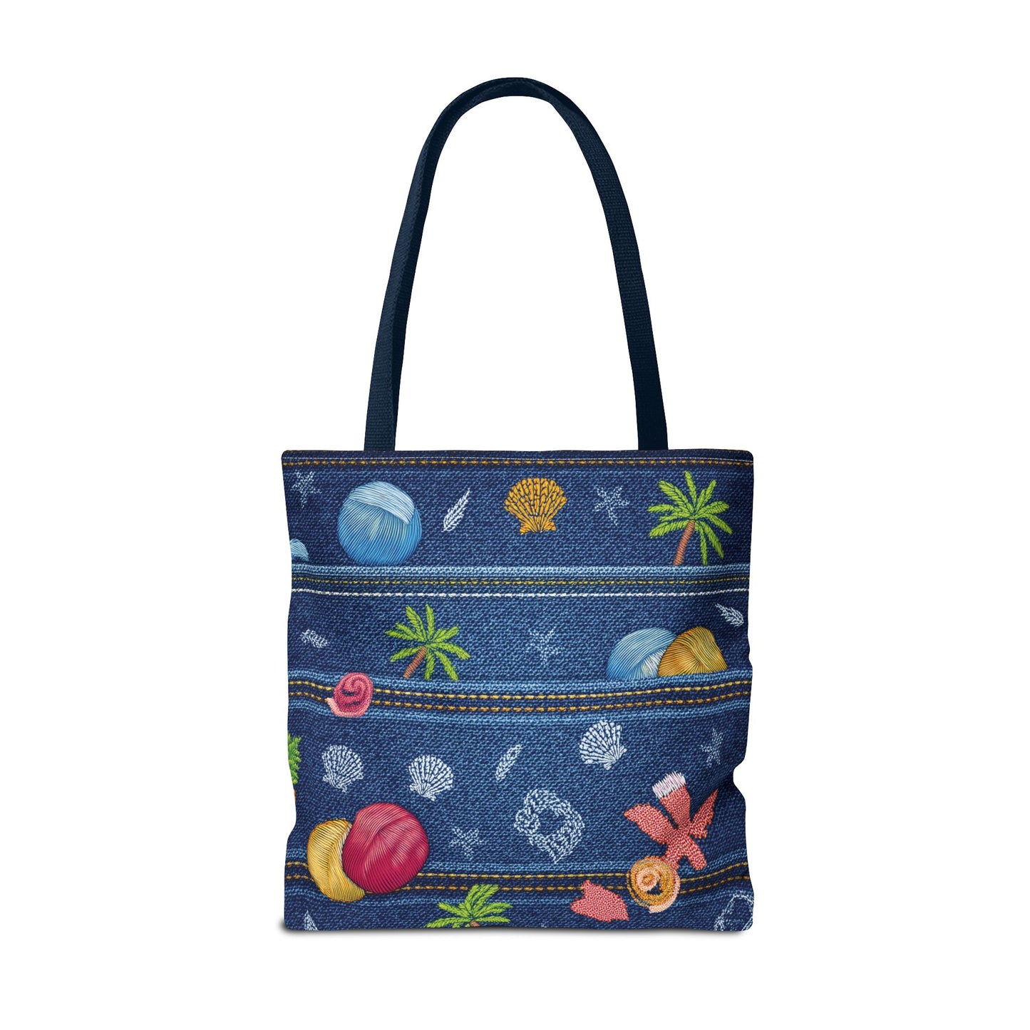 Denim Fabric Imitation Print Unisex Canvas Bag Poly Spun 3 Sizes Tote Bag 182-8