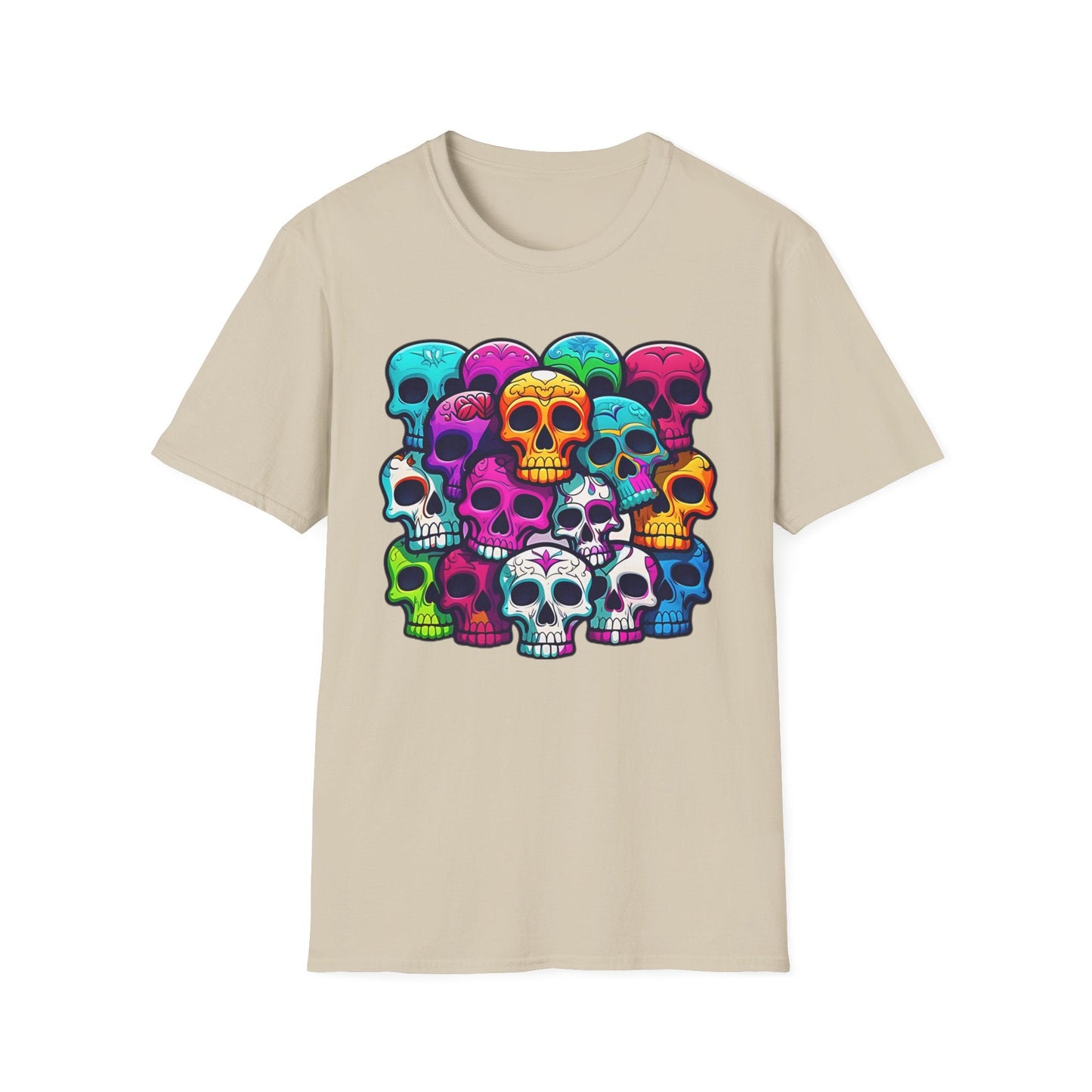 Unisex Skull Tee Shirt With Skeleton Design Gildan Softstyle 64000 100 Percent Ring Spun Cotton