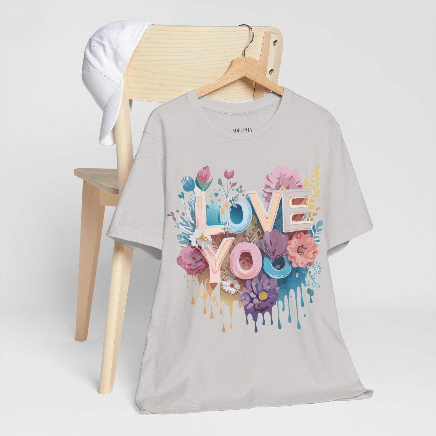 Valentine Day Graphic Unisex 100 Cotton Vintage Artwork with Love and Flower Design Tee 37