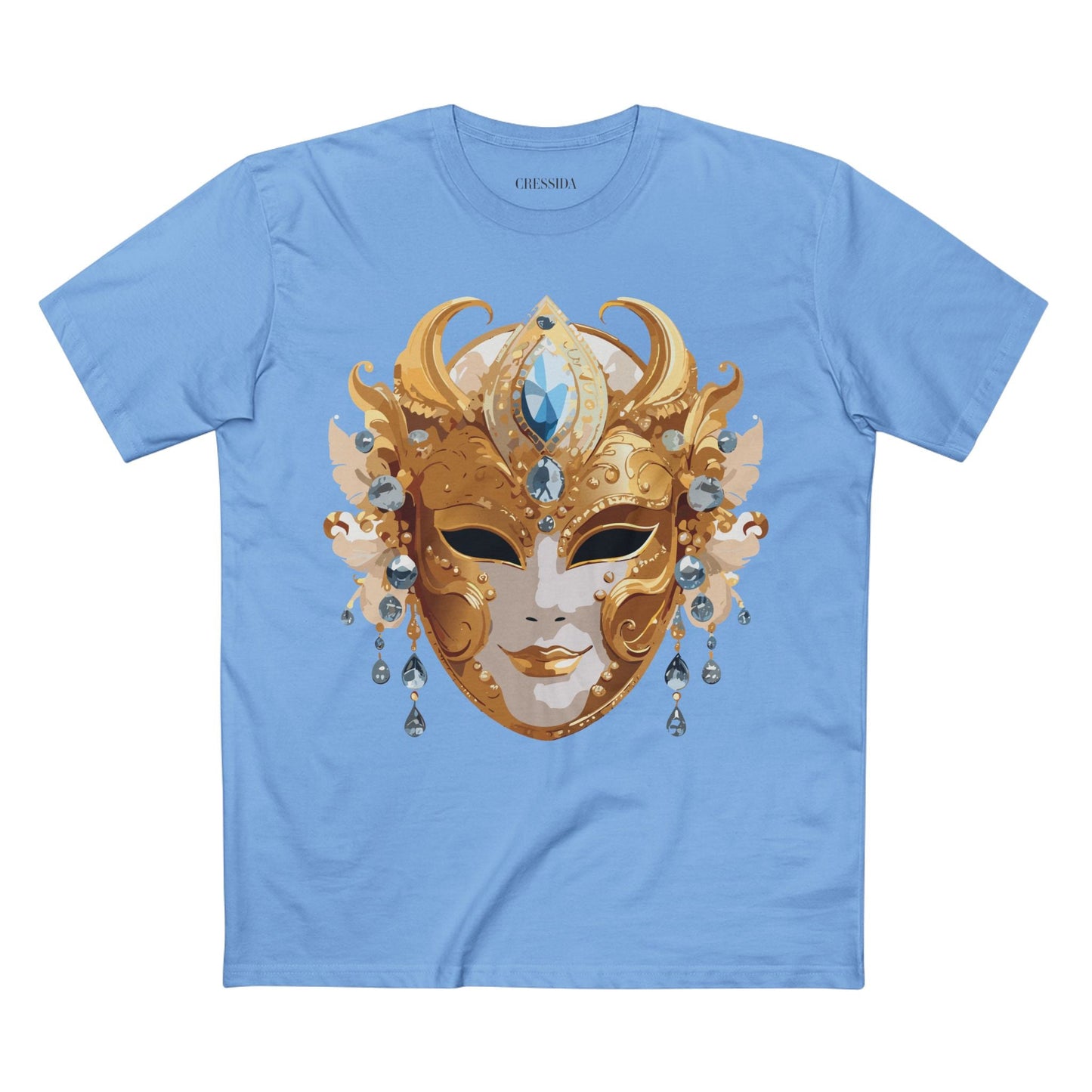 Carnival Mask Graphic T-Shirt Unisex 100 Cotton With Antique Gold Art Design Tee 22