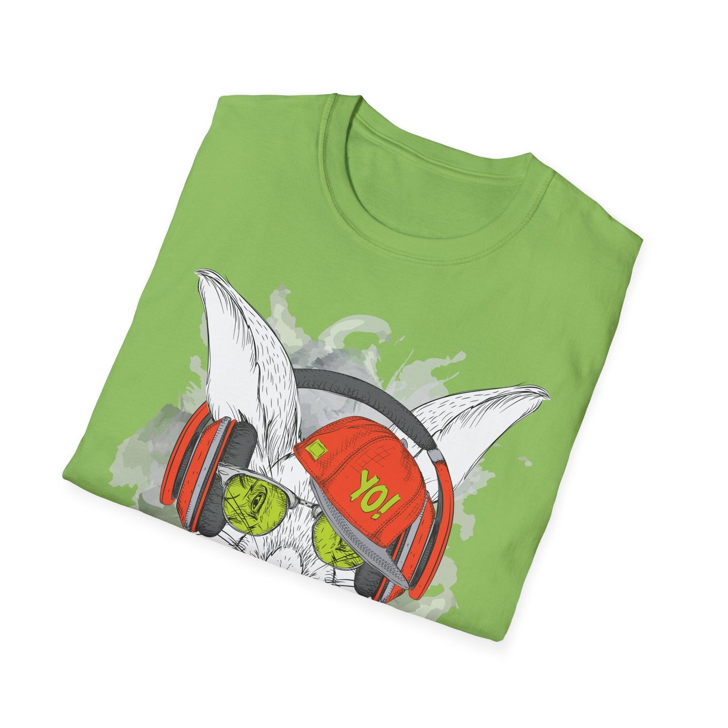Unisex Music Animals Shirt With Headphones Softstyle Short Sleeve Tee Gildan 64000
