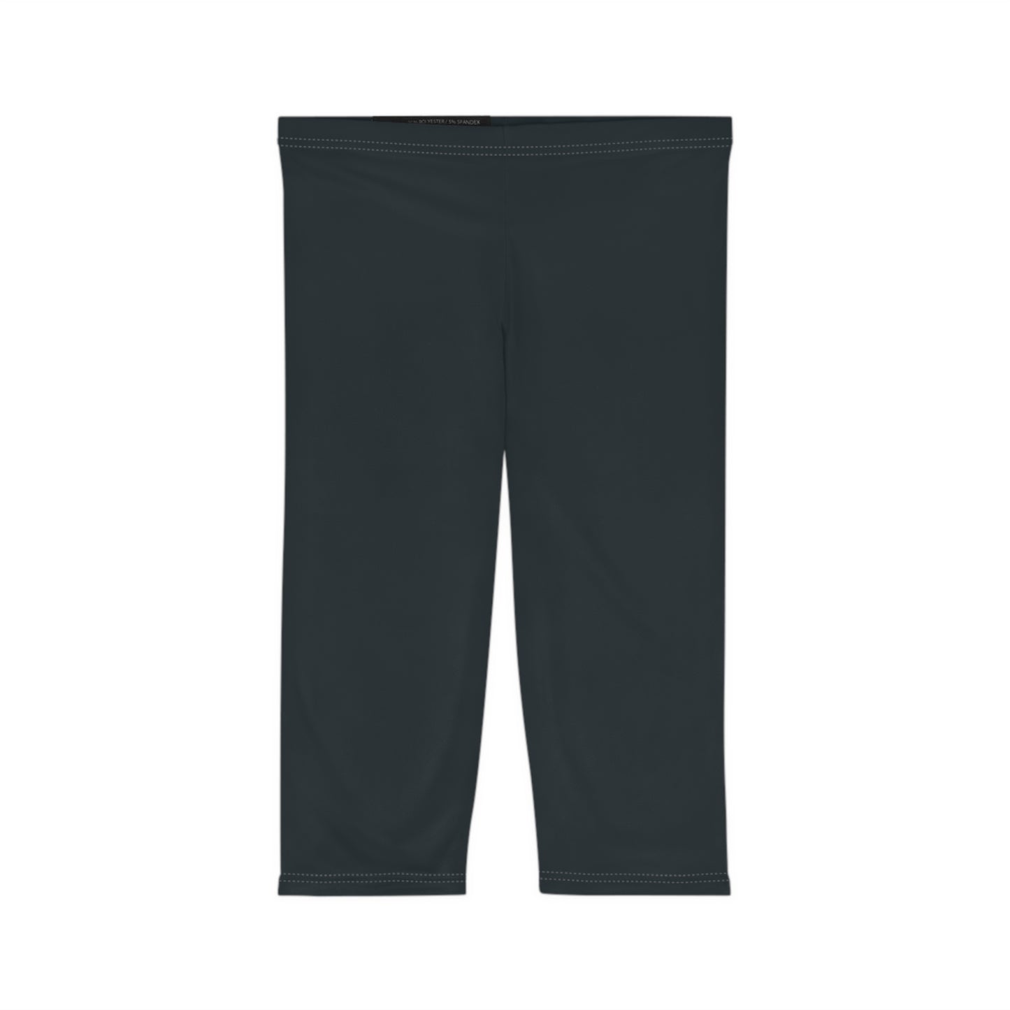 Jet Black Color Women's Brushed Suede Poly Span Casual Capri Leggings XS-2XL
