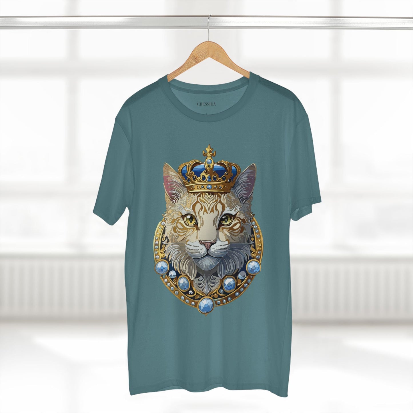 Cat Graphic Unisex 100 Cotton Tee With Unique Animal Golden Medallion Art Design 14