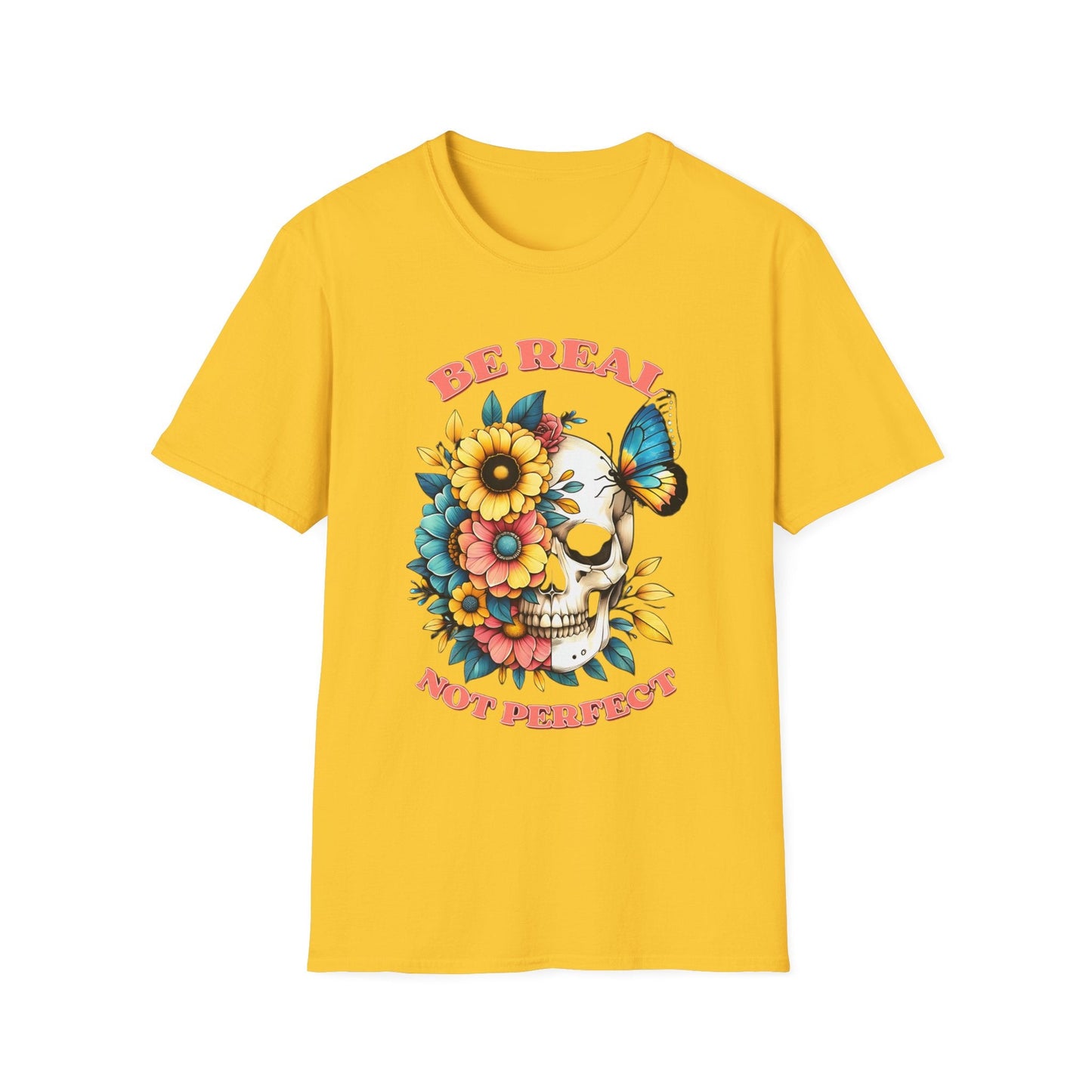 Gildan Skull Tee Shirt Unisex Skeleton Print Tee 100 Percent Ring Spun Cotton Softstyle
