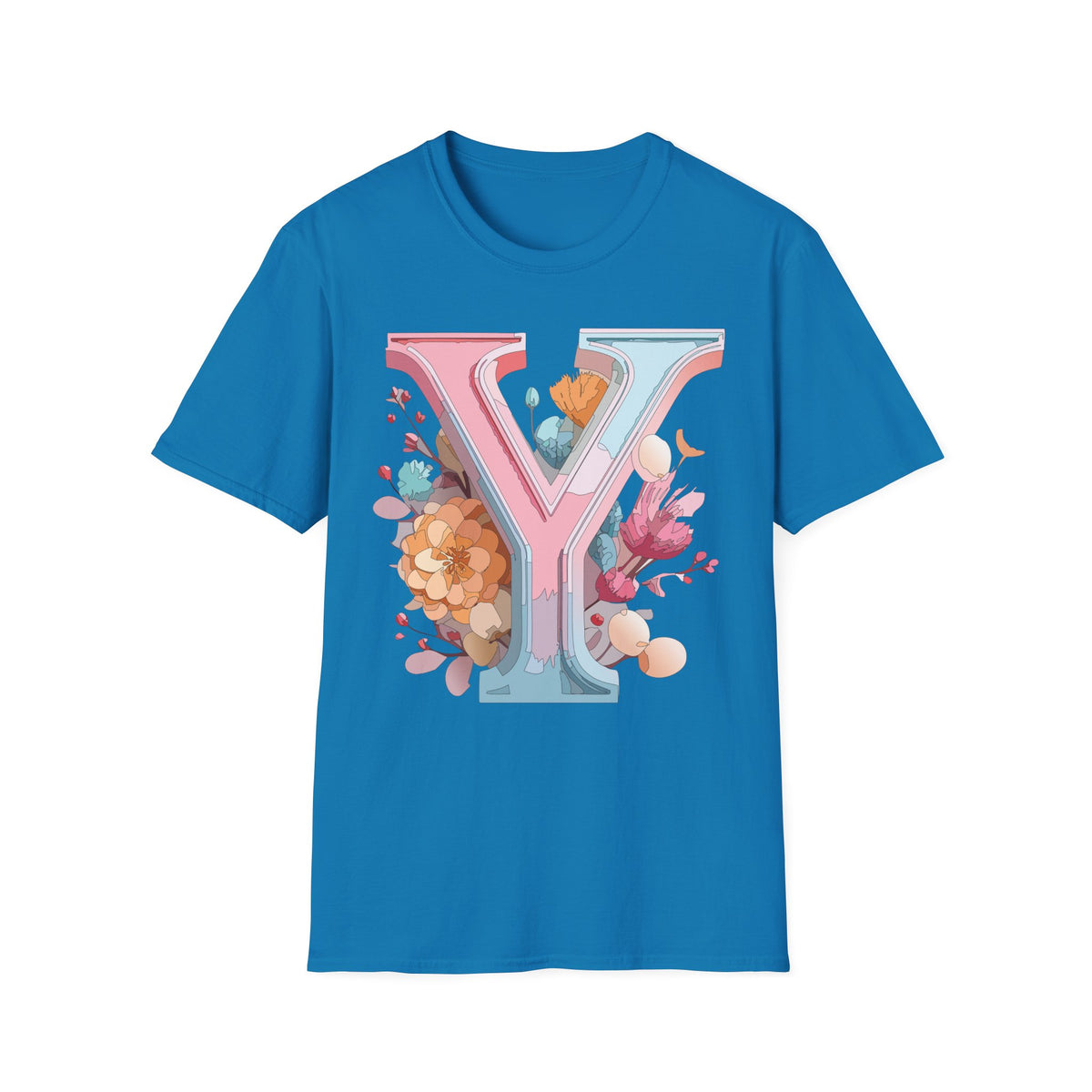 Floral Letter V T-Shirt | Pastel Monogram V Tee