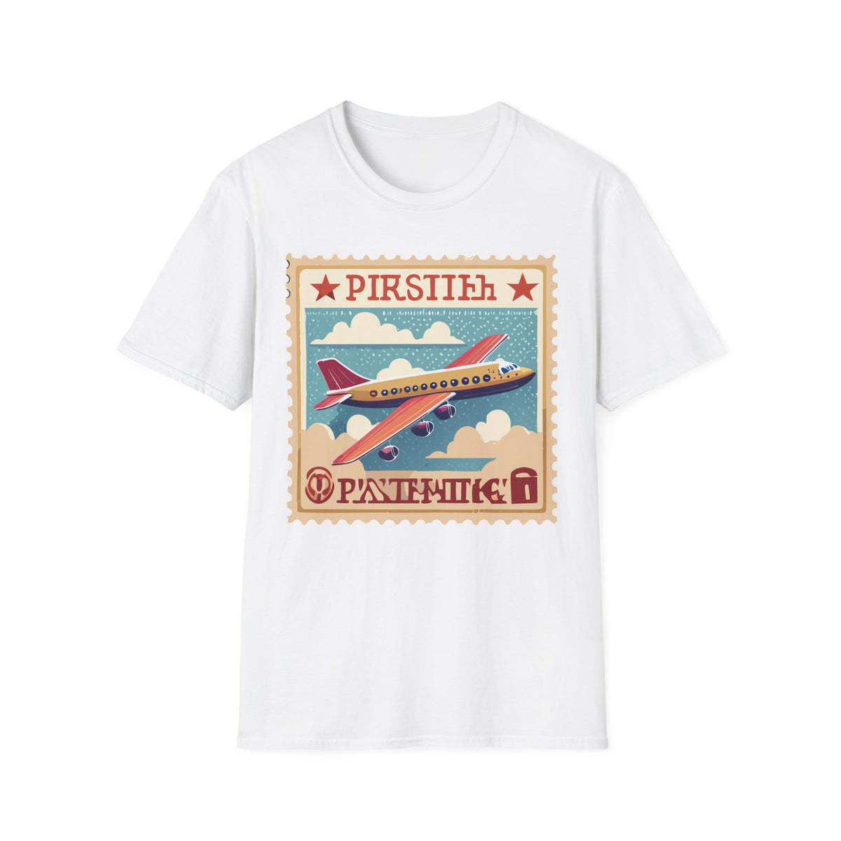 Vintage Airplane Stamp design T-Shirt | Retro Travel Plane Graphic Tee