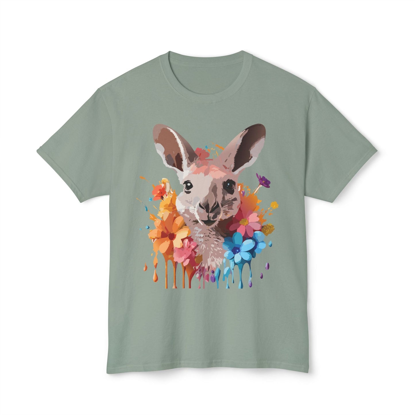 Unisex Kangaroo T Shirt HD Cotton Full Color Art Print Tee Made In USA 100 Percent Pre Shrunk