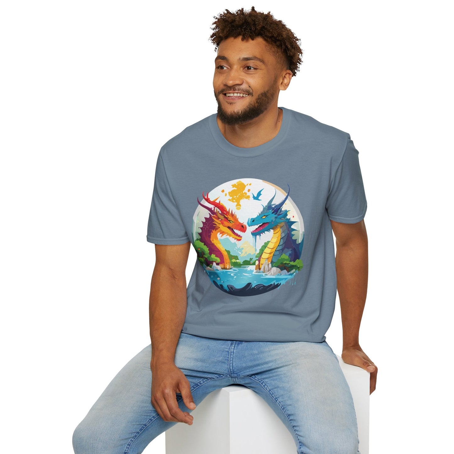 Dragon T Shirt Unisex Gildan Softstyle 64000 100 Percent Cotton Animal Print Tee Artwork