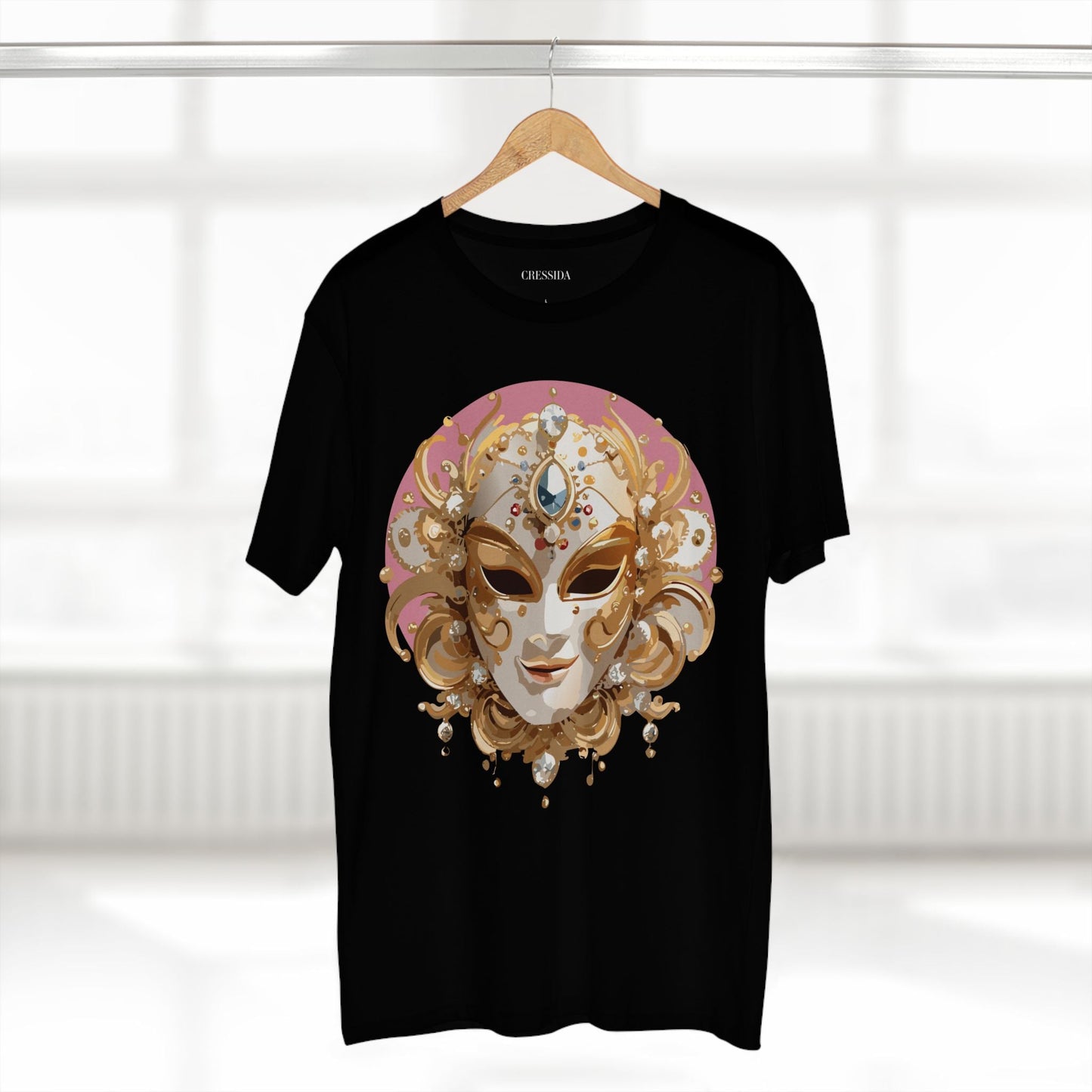 Carnival Mask Graphic T-Shirt Unisex 100 Cotton With Antique Gold Art Design Tee 13