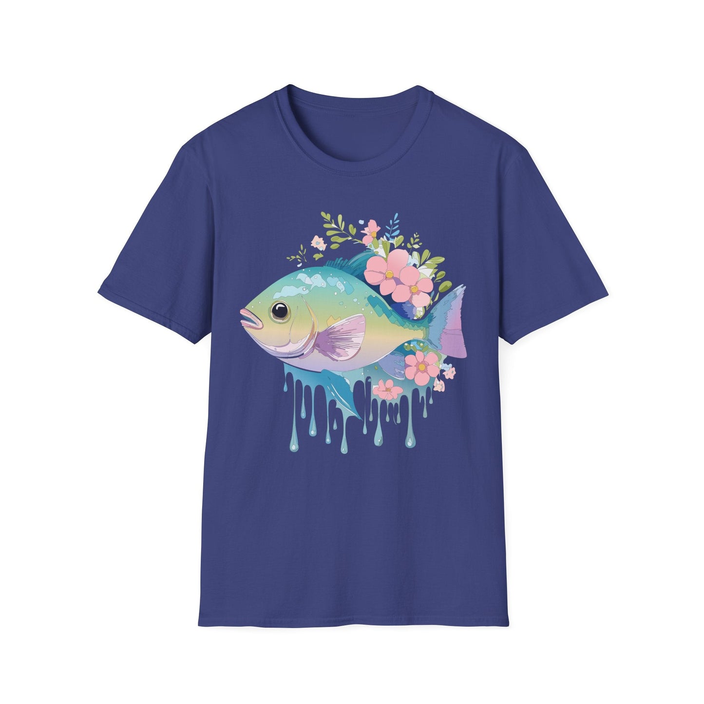Fish Art Graphic Tee Unisex Gildan Softstyle 64000 100 Percent Ring Spun Cotton Comfortable Tee