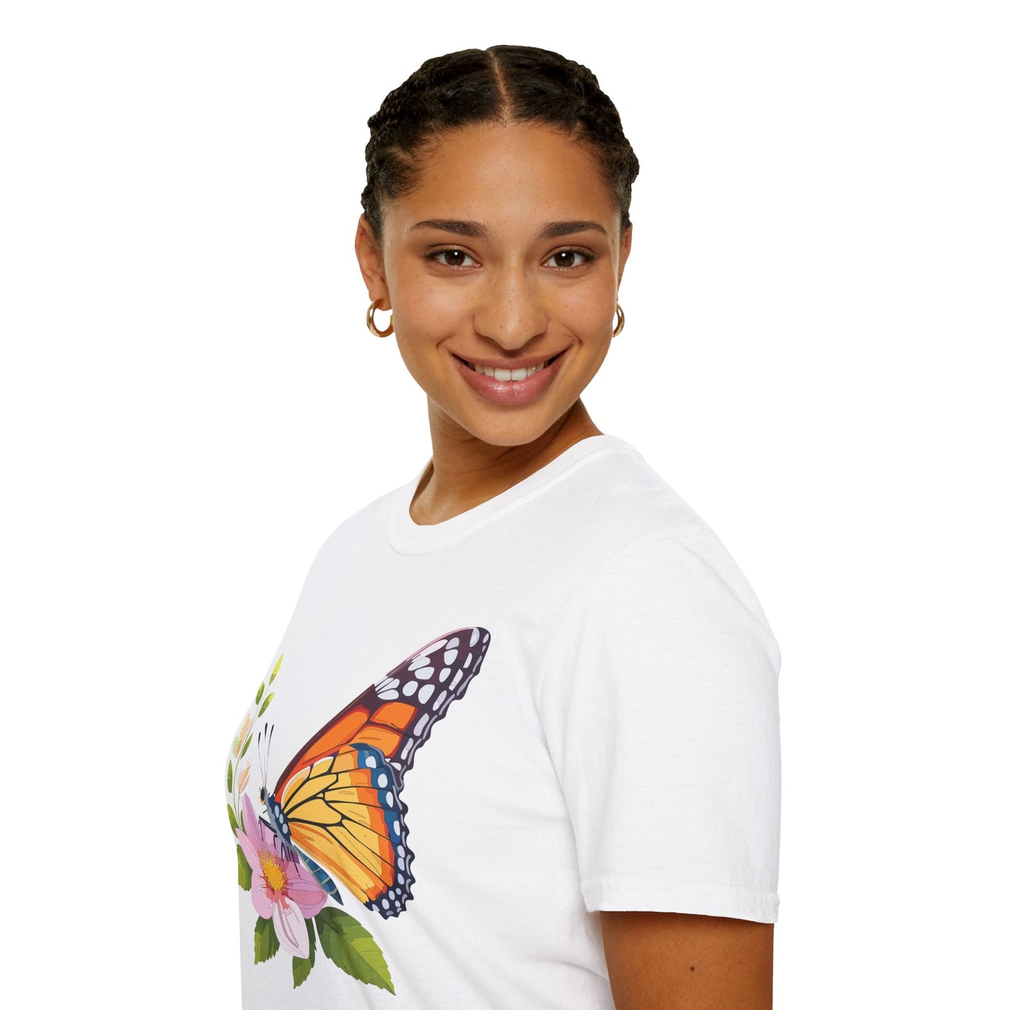 Butterfly T Shirt for Women and Men Monarch Print Softstyle Unisex Gildan 64000 Tee